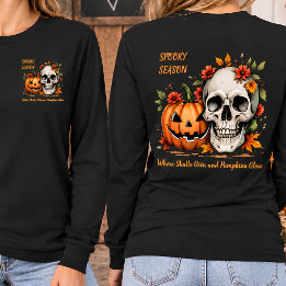 Personalized Skull Pumpkin Halloween Front & Back T-Shirt