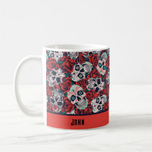 Personalized Skull Roses Coffee Mug