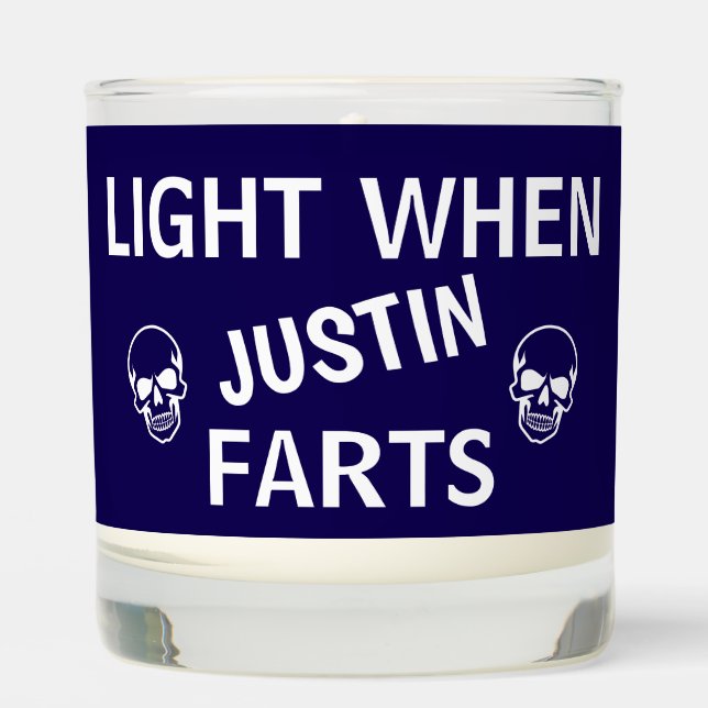 Personalized Skulls Light When "Name" Farts  Scented Candle (Front)