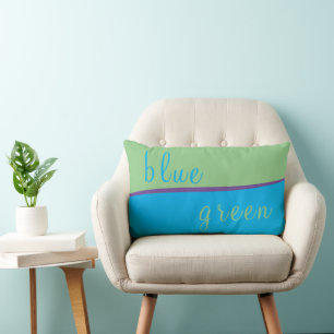 Personalized Sky Blue and Sage Green Waves  Lumbar Pillow