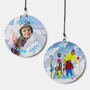 Personalized Sky Blue Text Family Photo Wind Chime