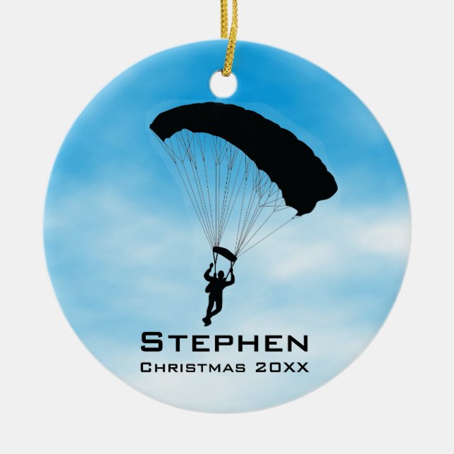 Personalized Sky Diving Parachuting Ornament (Front)