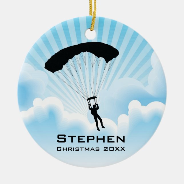 Personalized Sky Diving Parachuting Ornament (Front)