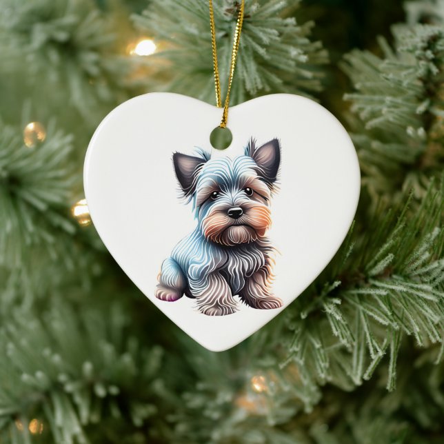 Personalized Skye Terrier Puppy Ceramic Ornament (Tree)