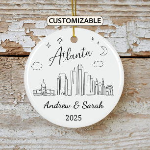 Personalized Skyline Atlanta Ornament, Georgia Ceramic Ornament