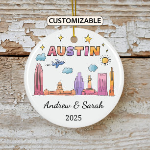 Personalized Skyline Austin Ornament, Texas Ceramic Ornament