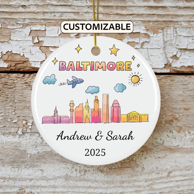 Personalized Skyline Baltimore Ornament, Maryland Ceramic Ornament (Creator Uploaded)