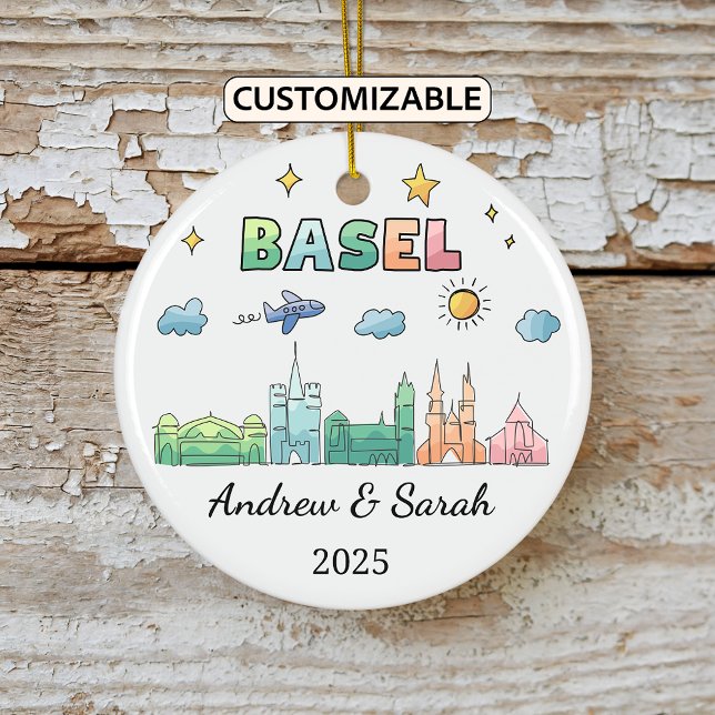 Personalized Skyline Basel Ornament, Switzerland Ceramic Ornament (Creator Uploaded)