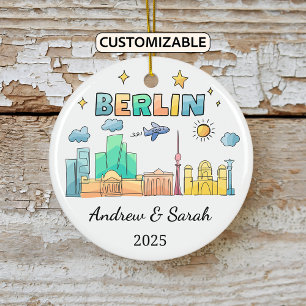 Personalized Skyline Berlin Ornament, Germany Ceramic Ornament