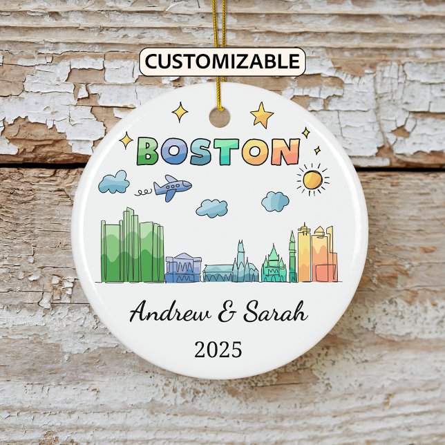 Personalized Skyline Boston Ornament Massachusetts (Creator Uploaded)