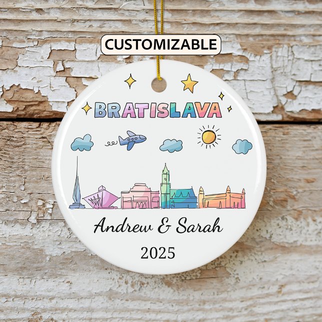 Personalized Skyline Bratislava Ornament, Slovakia Ceramic Ornament (Creator Uploaded)