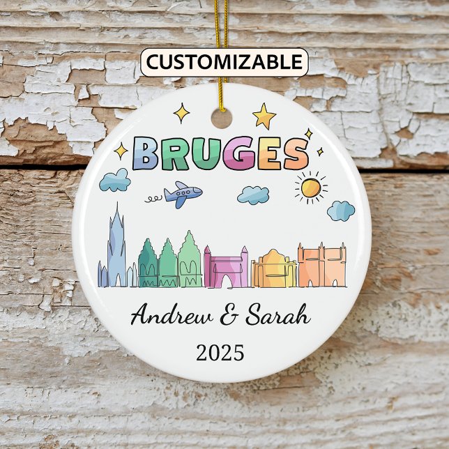Personalized Skyline Bruges Ornament, Belgium Ceramic Ornament (Creator Uploaded)