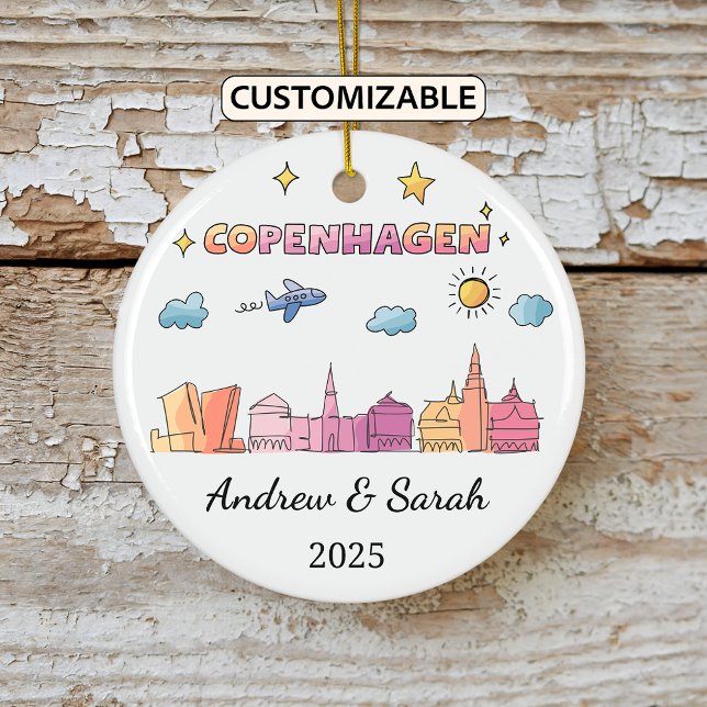 Personalized Skyline Copenhagen Ornament, Denmark Ceramic Ornament (Creator Uploaded)