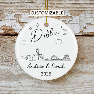 Personalized Skyline Dublin Ornament, Ireland Ceramic Ornament
