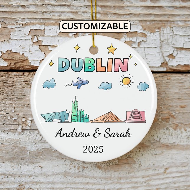 Personalized Skyline Dublin Ornament, Ireland Ceramic Ornament (Creator Uploaded)