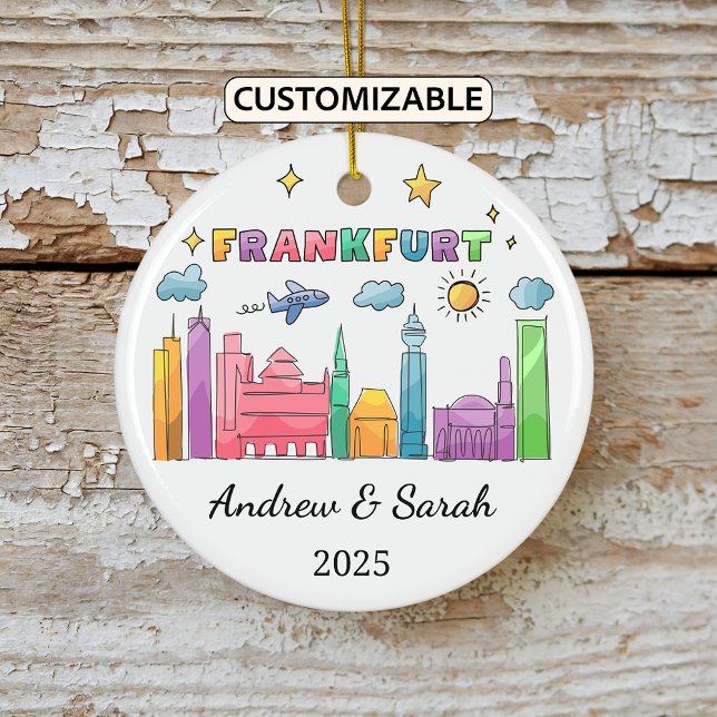 Personalized Skyline Frankfurt Ornament, Germany Ceramic Ornament (Creator Uploaded)