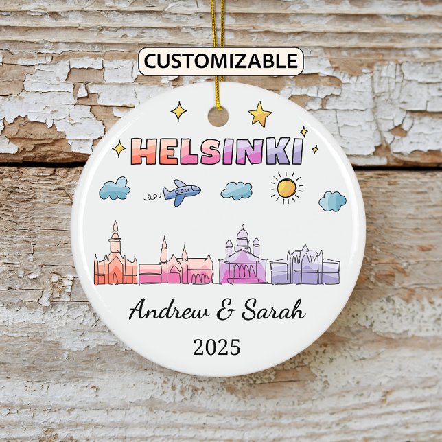 Personalized Skyline Helsinki Ornament, Finland Ceramic Ornament (Creator Uploaded)