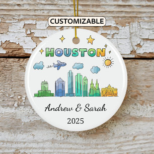 Personalized Skyline Houston Ornament, Texas Ceramic Ornament