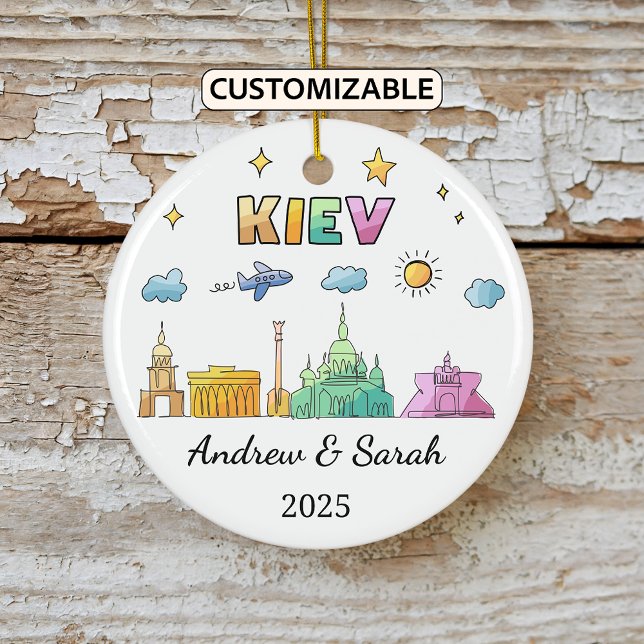 Personalized Skyline Kiev Ornament, Ukraine Ceramic Ornament (Creator Uploaded)