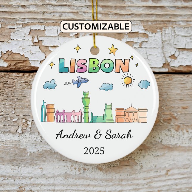 Personalized Skyline Lisbon Ornament, Portugal Ceramic Ornament (Creator Uploaded)