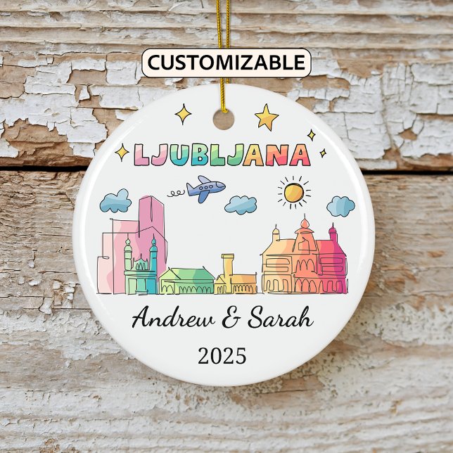Personalized Skyline Ljubljana Ornament, Slovenia Ceramic Ornament (Creator Uploaded)
