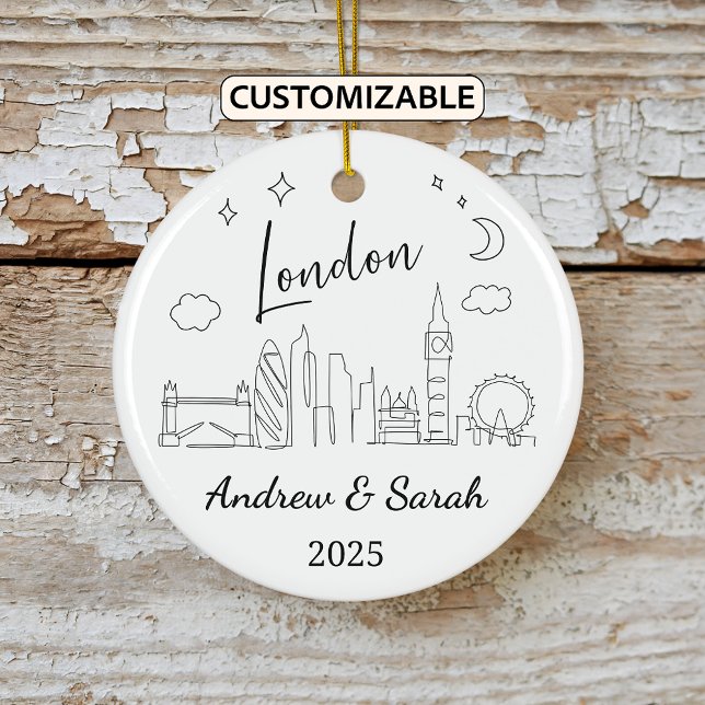 Personalized Skyline London Ornament, England Ceramic Ornament (Creator Uploaded)