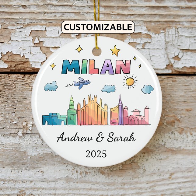Personalized Skyline Milan Ornament, Italy Ceramic Ornament (Creator Uploaded)
