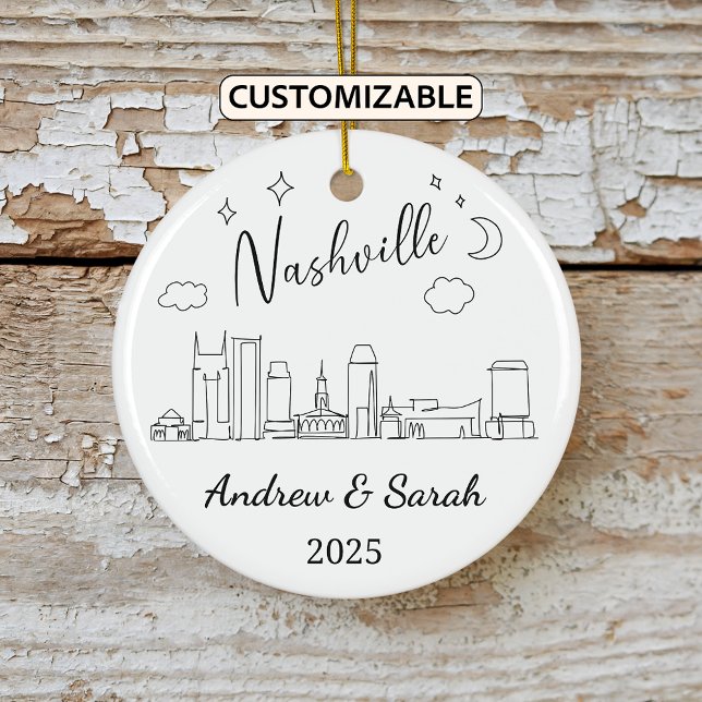 Personalized Skyline Nashville Ornament, Tennessee Ceramic Ornament (Creator Uploaded)