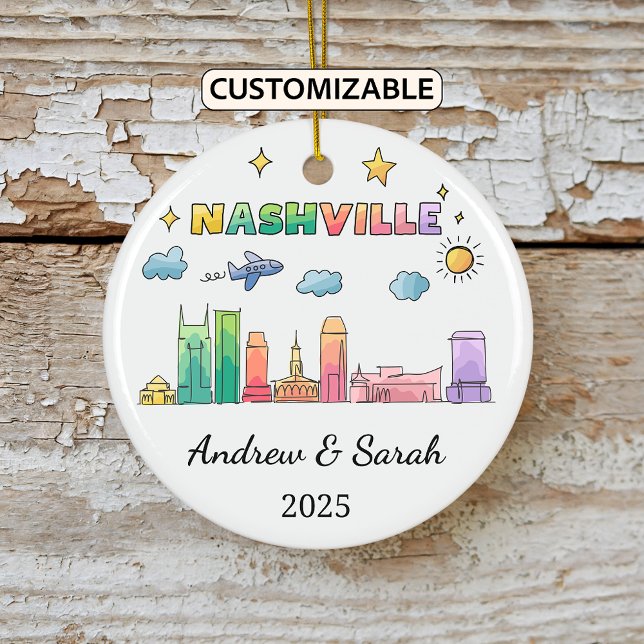 Personalized Skyline Nashville Ornament, Tennessee Ceramic Ornament (Creator Uploaded)