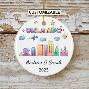 Personalized Skyline Orlando Ornament, Florida Ceramic Ornament