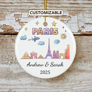 Personalized Skyline Paris Ornament, France Ceramic Ornament