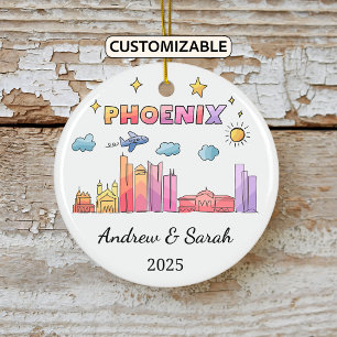 Personalized Skyline Phoenix Ornament, Arizona Ceramic Ornament