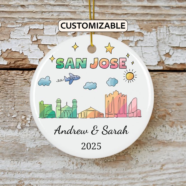 Personalized Skyline San Jose Ornament, California Ceramic Ornament (Creator Uploaded)