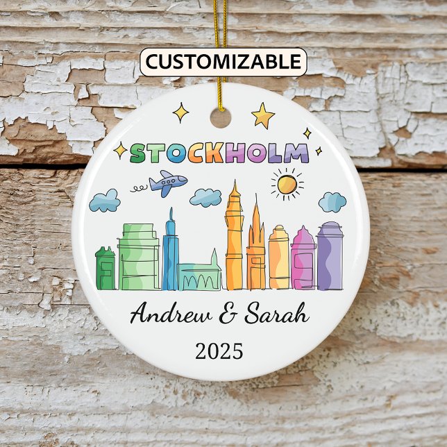 Personalized Skyline Stockholm Ornament, Sweden Ceramic Ornament (Creator Uploaded)