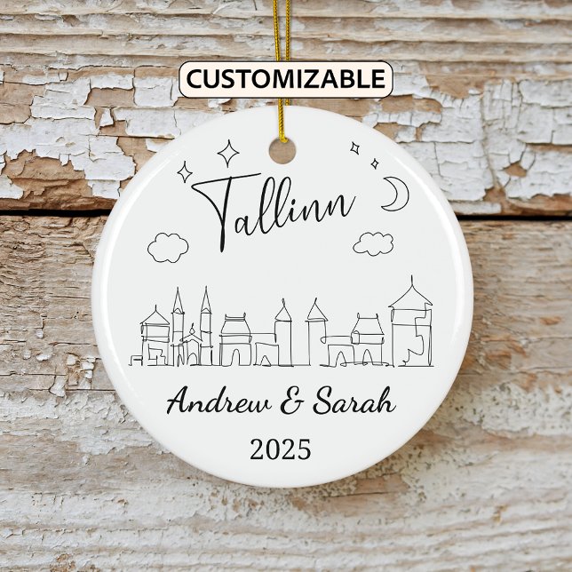 Personalized Skyline Tallinn Ornament, Estonia Ceramic Ornament (Creator Uploaded)