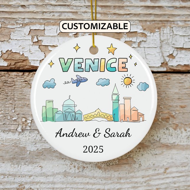 Personalized Skyline Venice Ornament, Italy Ceramic Ornament (Creator Uploaded)