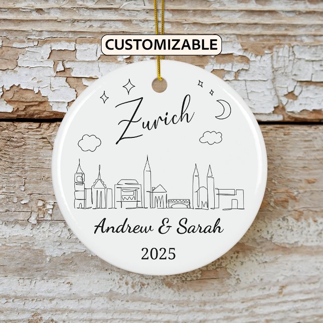 Personalized Skyline Zurich Ornament, Switzerland Ceramic Ornament (Creator Uploaded)