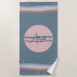Personalized Slate Blue Magical Twilight Beach Towel