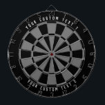 Personalized Sleek Black & Gray Dart Board<br><div class="desc">Sleek dark colored dartboard design with 2 lines of your custom text in white font.</div>