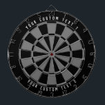 Personalized Sleek Black & Gray Dart Board<br><div class="desc">Sleek dark colored dartboard design with 2 lines of your custom text in white font.</div>