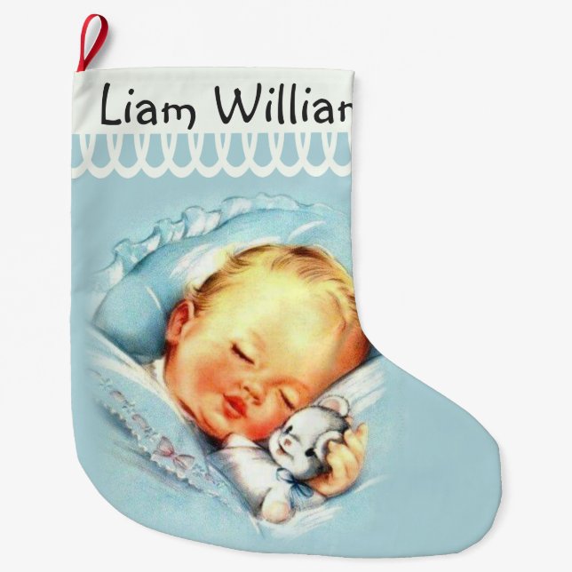 Personalized Sleeping Baby Double-sided Large Christmas Stocking (Front)