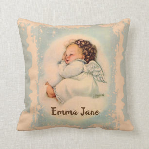 Personalized Sleeping Baby Guardian Angel Throw Pillow