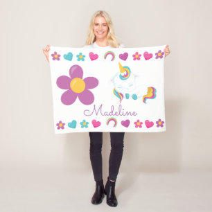Personalized Sleeping Baby Unicorn Fleece Blanket