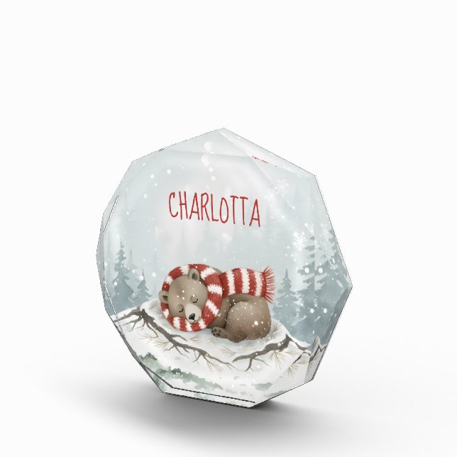 Personalized Sleeping Bear Photo Block, Custom Nam Block (Right)