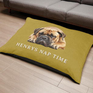 Personalized Sleeping Bullmastiff Mustard Yellow Pet Bed