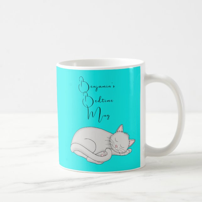 Personalized Sleeping Cat Bedtime Mug (Right)