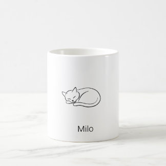Personalized Sleeping Cat Minimalist Coffee Mug