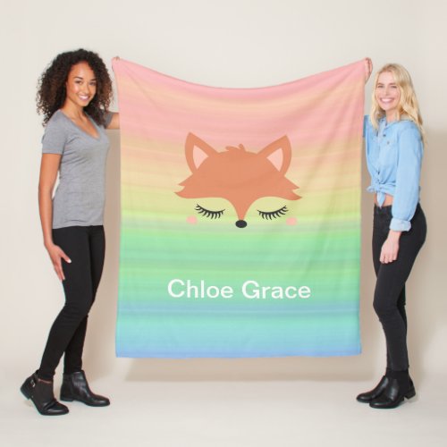 Personalized Sleeping Fox   Fleece Blanket