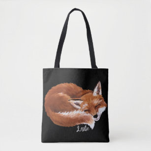 Personalized Sleeping Fox Tote Bag