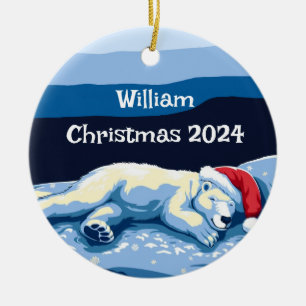 Personalized Sleeping Polar Bear Ornament